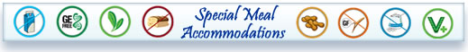 Special meal accommodations buttons with icons